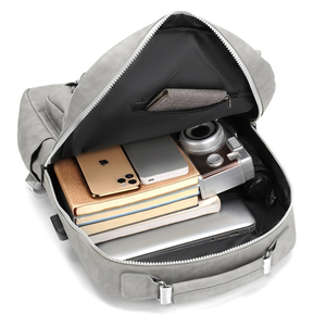 Classic PU Leather Travel Backpack Unisex Adjustable Strap Zipper Hasp Closure 20-35L Daily Use with <b>USB</b> <b>Charging</b> <b>Port</b> - Product Image 3