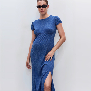 Wholesale Maternity Short Cap Sleeve Dress With Slit For Pregnant Women - Product Image 4