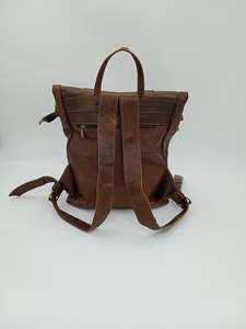 Antique Brown Leather Roll Top Backpack Mens Cowhide Travel Rucksack Laptop <b>Bag</b> Vintage Handcrafted <b>Pack</b> LTBP-0104 - Product Image 5