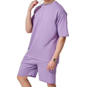 Ensemble d'été 2026 pour homme, 2 pièces, T-shirt et short personnalisables avec logo, grandes tailles, 100 % coton, ensembles de sport de qualité supérieure - Product Image 4