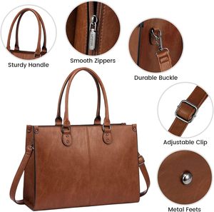 Bolso Tote de Cuero PU Clásico de Alta Calidad para Mujer, Casual, con Dos Asas, Cierre de Cremallera, Duradero, para Uso Diario, Correa Ajustable, Patas Metálicas - Product Image 1