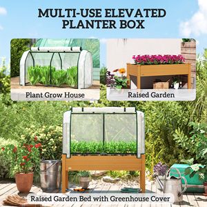 Fioriera Rialzata da Esterno 48 x 22 x 46 Pollici con Copertura in PE Effetto Sabbia per Erbe e Verdure - Product Image 6