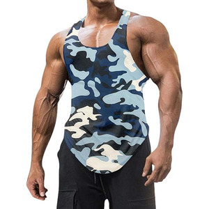 Débardeur de sport pour homme OEM, col rond, polyester/coton, léger, respirant, pour entraînement fitness, sans manches - Product Image 2