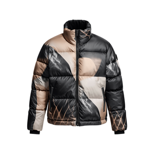 Men's Waterproof Hooded Minimal Graphic Streetwear Puffer Jacket - Product Image 4