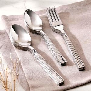 Modern Stainless Steel <b>Flatware</b> Set High Mirror Polish Rust Resistant Wedding Tableware 4-Piece Serving Utensils - Product Image 4