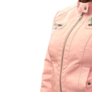 Soft <b>Pink</b> Leather <b>Jacket</b> for Women Classic Long Sleeve Zip Up Casual Outerwear Lightweight Streetwear Fashion Moto Coat - Product Image 3