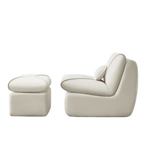 Moderna Chaise Longue Comprimibile con Pouf, Comodo Divano Imbottito per Soggiorno e Camera da Letto, Ideale per Piccoli Spazi - Product Image 6