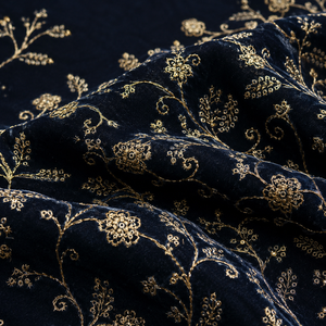 Tela de terciopelo bordada para Abaya, Kaftan, ropa modesta, diseño del Golfo y Emiratos Árabes Unidos, material textil de calidad de exportación para la industria de la moda. - Product Image 2