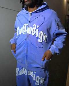 Pantalones de invierno casuales con capucha, efecto desgastado, apliques bordados, corte acampanado, lavado ácido, alta calidad, 100% algodón, forro polar, estilo urbano. - Product Image 1