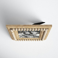 Cadre photo en bois perlé fait main de luxe, cadre photo rustique en bois naturel avec bordure décorative en perles pour la décoration intérieure et les cadeaux