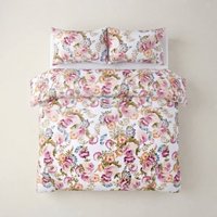 Parure de lit Eden et 2 taies d'oreiller, motif floral moderne, en coton, drap plat 150 fils/cm²
