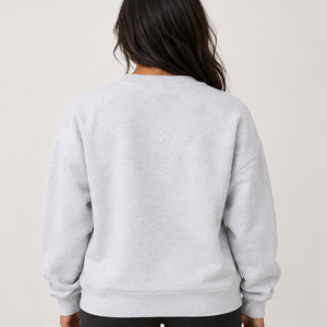 Sudadera de cuello redondo para mujer, gris jaspeado claro, multicolor, con letras estilo universitario, de manga larga, oversize, con logo personalizado, al por mayor - Product Image 3