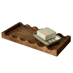 Rectangle Scalloped Wooden <b>Tray</b>, <b>Large</b> Decorative <b>Tray</b> For Coffee Table, Bedroom, Bathroom Vietnam Wood Craft Manufacturer - Product Image 1