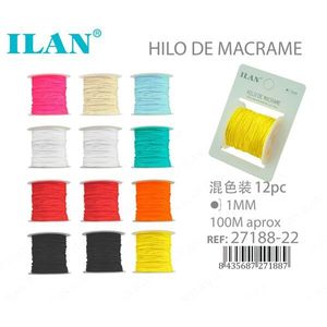 Hilo de macramé Ilan de 1 mm, 100 m aprox., colores mixtos para manualidades - Product Image 3