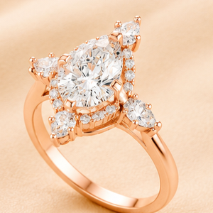 Pear Halo Lab Grown Diamond Engagement <b>Ring</b> 14K Solid Gold Rhodium Plated Vintage Bridal <b>Statement</b> <b>Ring</b> for Women Jewelry Gift - Product Image 2