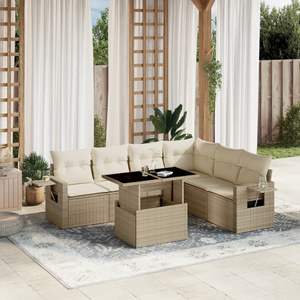 Conjunto de Sofás de Jardín Color Beige - Product Image 1