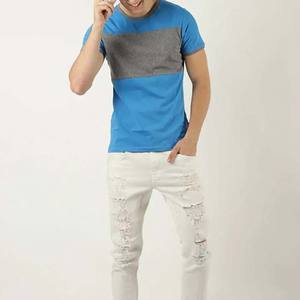 Camisetas de Cuello Redondo para Hombre, Estilo Casual de Verano, 100% Algodón, con Logotipo Personalizado Impreso, en Azul y Gris - Product Image 5