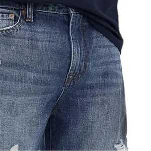 Pantalones Cortos de Mezclilla Rotos para Hombre, Cintura Media, Cierre de Botones, Estilo Casual, Color Sólido, Tejido de Algodón Transpirable - Product Image 5