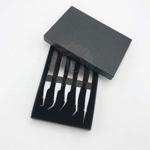 Revêtement ombré noir blanc argent pince à cils à pointe pointue étiquette personnalisée boîte à cartes noire emballage élégant et durable - Product Image 3
