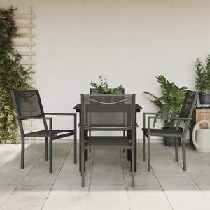 Ensemble de salle à manger de jardin en acier noir thermolaqué, durable et de taille moyenne - Product Image 1