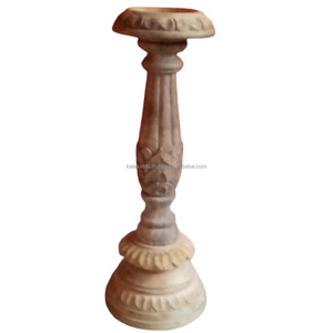 Portavelas de pilar de madera hecho a mano con acabado natural Diseño de linterna elegante para decoración del hogar Actividades religiosas Agregar encanto - Product Image 1