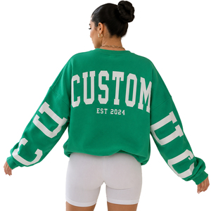 Sudadera Oversize de Cuello Redondo para Mujer con Logo Personalizado, Manga Ancha, Estampado de Letras, Tejido Grueso, Estilo Casual, Venta al por Mayor OEM ODM - Product Image 5