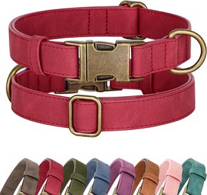 Classic Pu Dog <b>Collar</b> With Metal Buckle Adjustable Design For Pets Solid Color All Seasons Use - Product Image 1