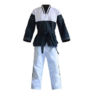 <b>Hot</b> Sale Taekwondo Uniform <b>Red</b> White Color Blocked Unisex Adult Training Wear Breathable Comfortable Durable Polyester/Cotton - Product Image 6