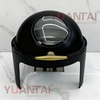 Chauffe-Plats Professionnel en Acier Inoxydable pour Buffet, Réchaud Doré à Couvercle Roulant pour Hôtels et Restaurants, Ensemble Complet