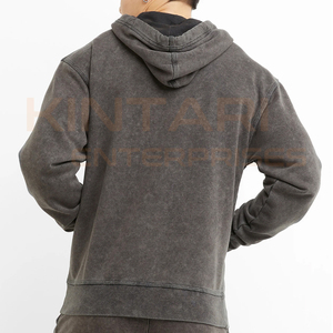 Sudadera con Capucha Unisex de Algodón 100% con Lavado Ácido, Diseño Desgastado, Estampado de Letras, Bolsillo Canguro, Ajuste Oversize, Ideal para Invierno - Venta al por Mayor - Product Image 3