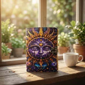 Journal en cuir PU Sun Moon Face, couverture rigide, impression numérique, reliure cousue, cadeau, 100 feuilles - Product Image 4