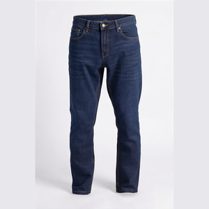 Jean en denim coupe droite délavé foncé pour homme, coupe classique, en coton, style décontracté, pantalon d'automne - Product Image 1