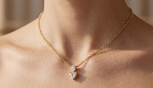 Pendentif en diamant cultivé en laboratoire en forme de cœur en or |   Pendentif solitaire en forme de poire et de cœur pour femmes, bijoux fins - Product Image 1