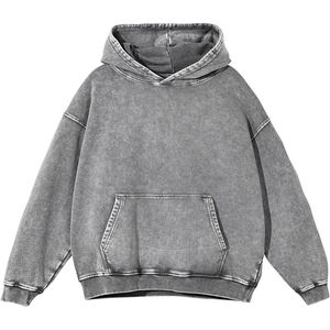 Sudadera con Capucha Vintage de Felpa Suave con Efecto Ácido, Oversize, con Diseño Clásico de Bolsillo Canguro - Product Image 1