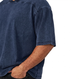 Camiseta Transpirable Ecológica con Lavado Ácido, Oversize, Precio al por Mayor, Cuello Redondo, 100% Algodón, Lisa, Teñida, con Lavado Ácido - Product Image 3