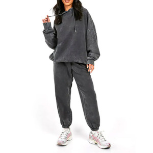 Drop Shoulder Leisurewear Pullover Tracksuits Women's Fitness Running And Casual Style Two Piece Hoodie & Joggers <b>Sweatpants</b> <b>Set</b> - Product Image 1
