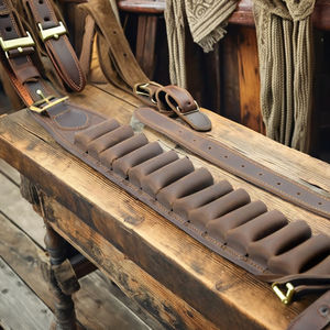 Cinturón Portacartuchos de Cuero de Calibre 12, Accesorios Tácticos de Caza y Tiro, Portamunecas de Cuero Genuino - Product Image 1