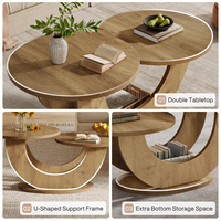 Mesa de Centro Vietnamita Moderna de Madera de Roble Macizo y Estructura Metálica para Sala de Estar y Oficina, 1 Año de Garantía