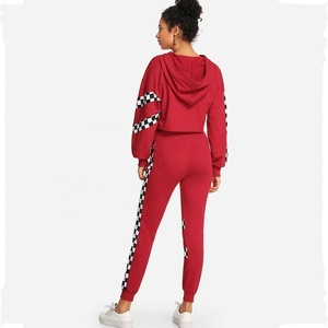 Custom High Quality Women Heavyweight Cropped Down Shoulder Tracksuit Wide Leg Pants Sweat Suit 2 Piece Crew Neck <b>Set</b> For Women - Product Image 6