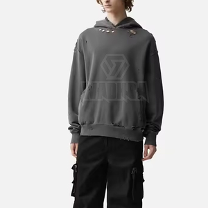 Fashion <b>Trendy</b> Wear New Look Men Casual Distressed <b>Hoodies</b> Long Sleeve Cotton Blended Casual <b>Hoodies</b> - Product Image 5