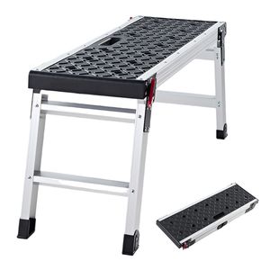 แท่นทำงานอลูมิเนียมพับได้ 35.8 x 12.2 นิ้ว, สูง 16.5 นิ้ว รับน้ำหนักได้มากถึง 500 ปอนด์ ความสูง 16.5 ฟุต บันไดแพลตฟอร์มสำหรับคลังสินค้า - Product Image 1