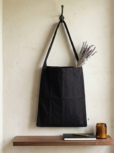 SOLID Print Plain Cotton Tote <b>Bag</b> Black Color Open Top <b>Long</b> Crossbody Shoulder Strap Reusable Handcrafted Daily Carry <b>Bag</b> - Product Image 2