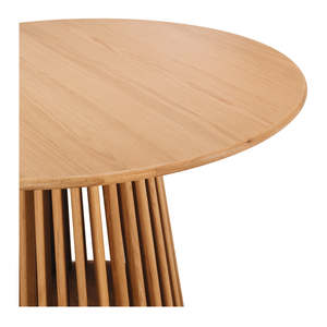 Table à manger moderne en teck massif carré de qualité supérieure, base en piédestal cannelé, finition naturelle écologique pour l'hôtellerie - Product Image 2