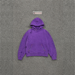 Sweat à capuche oversize violet vintage effet vieilli, tendance, décontracté, mode minimaliste, en molleton doux de haute qualité, style streetwear - Product Image 5