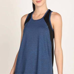 Women's Blue And <b>Black</b> Color Blocked Tank <b>Top</b> O-Neck Quick Dry Sporty Knitted Sleeveless Tank <b>Top</b> With Custom Logo - Product Image 1
