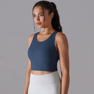 Soutien-gorge de sport sans couture pour femme, avec logo frontal, dos nageur, coupe longue, maintien moyen, idéal pour le yoga, la gym, l'entraînement et le fitness - Product Image 5