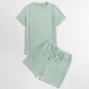 Conjunto de 2 Piezas de Camiseta de Algodón 100% de Moda, Estilo Casual, Ecológico, para Verano, con Costuras en Contraste, Estilo Hip Hop para Hombre - Product Image 2