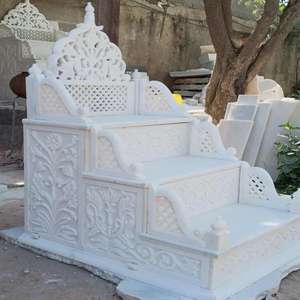 Minbar de mosquée en marbre blanc traditionnel sculpté à la main, durable et anti-corrosion, marque HAYAT INDUSTRIES, installation sur table - Product Image 2