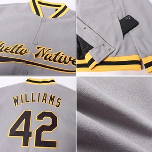 Chaqueta Varsity Personalizada en Gris, Negro y Dorado, Chaqueta Bomber de Dos Tonos con Cierre Completo, Chaqueta Letterman Premium Unisex para Deportes de Equipo y Ropa Urbana - Product Image 5