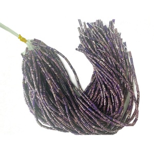 Tube de pierre précieuse naturelle violette, 1 pièce, perles en vrac, pour la fabrication de bijoux - Product Image 1